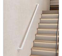 Staircase Handrails for Outdoor Steps or Indoor Stairs, 30-600cm White Stair Railing, Modern Industrial Wall Mounted Hand Rails, Non-Slip Wrought Iron Handrail for Elderly Children(3ft/0.9m)