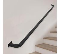 Staircase Handrails, Metal Industrial Square Non-Slip Wrought Iron Wall Balustrade Handrail Banister Stair Foot Railing with Wall Mount Supports for Deck Loft Porch(14ft/420cm)