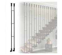 Staircase Iron Baluster Guardrail - Double Row Indoor Fall Prevention Safety Column, Side Mount, 80"/203cm, Black - Durable & Stylish Stair Safety Solution