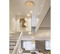 Staircase Multi Lights Chandelier Crystals Duplex Building Long Dropping Pendant Light Spiral Villa Hollow Living Room Apartment Loft Rotating Large Chandelier