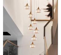 Staircase Multi Lights Chandelier Crystals Duplex Building Long Dropping Pendant Light Villa Hollow Living Room Small Apartment Loft Rotating Large Chandelier