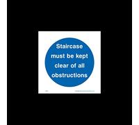 Staircase must be kept clear of obstructions Sticker/Self Adhesive Sign - Fire Exit, Gangway, Emergency, Route - (FPR11)