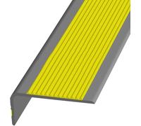 Staircase Profile, PVC, Self-Adhesive, Non-Slip Decorative Rubber Strips for Stair Edges, Edge Protection for Corners and Edges, Width 3.5 x 7 cm-Gray -Yellow||L 2.3m/7.54ft