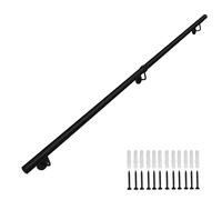 Staircase Railing Banister Rail Kit,Black Wall Mount Stairs Handrail for Indoor and Outdoor,Length 80cm 100cm 120cm 180cm 240cm 250cm 3m 5m Non-Slip Rails(5ft/150cm)