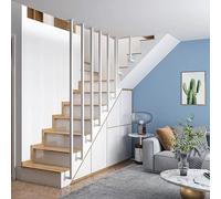 Staircase Railings Guardrails for Concrete Steps or Wooden Stairs,White Metal Side Mounted Handrail for Step,Square Tube Transitional Parapet Rails(1.3ft/40cm)