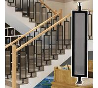 Staircase railings, Stair Spindles Modern Staircase Iron Balusters with Tempered Glass, Steps Deck Railing Handrail System(Black,115cm(45 1/4"))