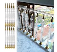 Staircase Spindles Banister Kit 5 10 15 20 Pack, 6cm Dia Transparent Acrylic Deck Balusters for Staircase, Interior Stair Balusters Platform Handrail Column(10pcs,90cm(35 3/8"))
