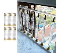 Staircase Spindles Banister Kit 5 10 15 20 Pack, 6cm Dia Transparent Acrylic Deck Balusters for Staircase, Interior Stair Balusters Platform Handrail Column(20pcs,90cm(35 3/8"))
