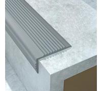 Staircase Step Treads Vinyl Rubber Stair Nosing Tape,Stair Edge Protector,Anti Slip Step Trim,Stair Nose Molding Staircase Tread Stair Treads Easy Installation Stair Edging(Grey,6 * 3cm*1m)