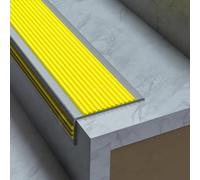 Staircase Step Treads Vinyl Rubber Stair Nosing Tape,Stair Edge Protector,Anti Slip Step Trim,Stair Nose Molding Staircase Tread Stair Treads Easy Installation Stair Edging(Yellow,5 * 2.5cm*2m)