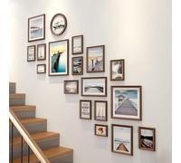 Staircase Wood Collage Picture Frames Set 18 Pieces, 180*160 Cm (71*63 In) Modern Simple Creative Photo Frame Suitable For Wall Gallery Living Room Study Dining Room Bedroom And Oth(Size:A（71inx63in）)