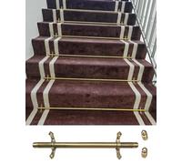Staircases Rug Rods,Stair Runner Rods Set of 10 with Finials & Brackets - Easy Install Brass Poles for Home & Commercial Use, Hotel Renovation, 70cm/28in/2.3ft Carpet Support