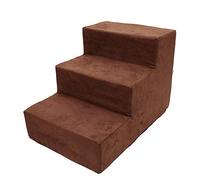 Stairs access steps Pet Equipment Stairs/steps, 3-step Cat/dog Non-slip Bottom pet dog (Color : Brown)