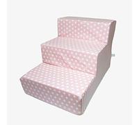 Stairs access steps Pet Stairs 100% Polyester, Three-step Cat/dog Removable, Washable, Pink Blue (Size: 39 × 58 × 38cm) pet dog (Color : Pink)
