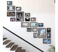 Stairs Decor Photo Frames,Photo Frame Wall Set,Solid Wood Combination Picture Frames,You Can Change Your Own Photo,For Gallery Photo Frame Collage Wall Or Desktop Display