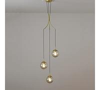 Stairs Exquisite home chandelier 3-Light Modern Glass Globe Pendant Light Fixtures Gold Contemporary Duplex Staircase Suspensions Light Long Hanging Lamp for Hallway Dining Room V