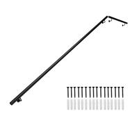Stairs Handrail Banister Rail Support Kit, 1m 1.5m 2m 2.5m 3m Black Metal Staircase Hand Rails with Fittings, Wall Elderly and Children Safety Grab Bar for Home Corridor Loft(20ft/600cm)