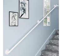 Stairs Handrail for Indoor Outdoor Staircases Banister Railing Against The Wall Non-Slip Wall Mount Elderly Kids Safety Support Rod Wrought Iron Round Pipe, White,270cm