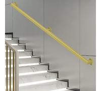 Stairs Handrail for Walls,Modern Staircases Banister Hand Rails 1m 1.5m 2m 2.5m 3m Square Non-Slip Stairway Railing Metal Wrought Iron Pipe Grab Bar - Gold (Size : 1ft/30cm)