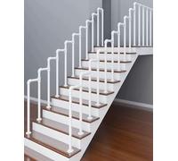 Stairs Handrail, Handrail for,Black Stair Handrails for Indoor 5 Steps,Wrought Iron Safety Banister Railing,for Outside Stairs - Complete Kit(White,H105cm)
