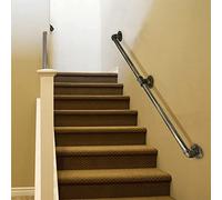 Stairs Handrail Kit - 9.2 FT Metal Non-Slip Railing for Indoor/Outdoor Steps, Bronze Wall-Mounted Grab Rails, Safe Support for Elderly & Seniors
