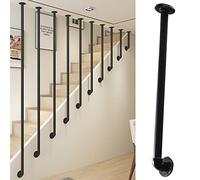 Stairs Handrail, Modern Stair Handrail Banister for Steps ，Wrought Iron L-Shaped Rail Brackets Wall Mount Stairs Step Handrails 30cm 60cm 90cm 1m 1.5m Stair Railing,Black (Size : 1