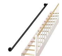 Stairs Handrail, Modern Staircase Railings for Indoor and Outdoor,1ft-20ft Black Wrought Iron Metal Pipe Stair Handrail for Steps Safety Support Rod - Complete Kit(16.4ft/500cm)