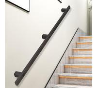 Stairs Handrail Railing Staircase Banister Rail Black Metal Stair Handrail for Indoor & Outdoor Wall Mount Hand Rails for Disabled Elderly, Corridor Porch Deck Assistive Support Rod(3ft/90cm)