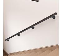 Stairs Handrail Railing Staircase Banister Rail Black Stairs Handrail | 30-600cm Wrought Iron Stair Railings for Indoor and Outdoor | Hand Rail with Wall Holders and Metal Screws(3ft/90cm)