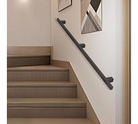 Stairs Handrail Railing Staircase Banister Rail Stairs Banister Handrail 1-20ft Handrail for Stairs Indoor Outdoor Steps, Black Metal Stairs Handrail Railing - 1 2 3 4 5 6 metres(3ft/90cm)