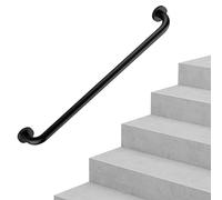 Stairs Handrail Set Staircase Railing Brackets Black Metal Stainless Steel Wall Support 60cm 80cm 100cm 1.2m Banister Handhold Safety Grab Bar Handles(100cm/39in)