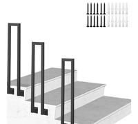 Stairs Handrail, Stair Handrails for Outdoor Steps,Side Mounted Wrought Iron Staircase Railing,Exterior Hand Railing for Concrete or Wooden Stairs,U-Shaped Transitional Handrails w