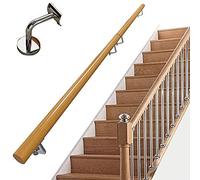 Stairs Handrail, Wooden Handrail 1ft - 20ft, Solid Wood Anti-Slip Stair Railing Bar, Home Interior Loft Against The Wall Elderly Handrail Corridor Support Rod