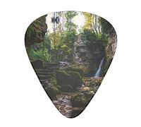 Stairs moss waterfall Guitar Picks 12 Pack Set Guitar Gift for Bass Picks Acoustic Guitars Plectrums with Clear Storage Box