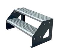 Stairs with Premium Steel Grid 2 Steps Freestanding Ladder Fully Galvanised and Anthracite Powder Coated Crossbars - Dimensions (L x W x H) 44 cm x 80 cm x 38 cm