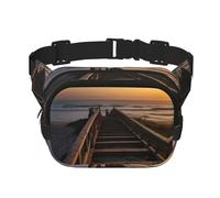 StairsSunset Printed multifunctional waist bag, unisex trendy messenger bag, travel sports storage bag