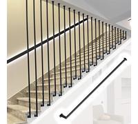 Stairway Steps Safety Guardrail, Side Mounted Decorative Post, Square Tube Design, Easy Assembly
