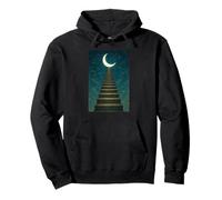Stairway to Crescent Moon Surreal Night-Sky Dreamscape Art Pullover Hoodie