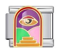 Stairway To Heaven Evil Eye Silver Italian 9mm Link Stainless Steel Bracelet Charm Compatible With Nomination 9mm Bracelet