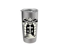 Stairway to Heaven Skull Blackwork Tattoo Flash Stainless Steel Insulated Tumbler