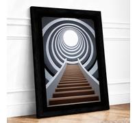 Stairway to Light Minimalist Framed Wall Art Print A1 Black