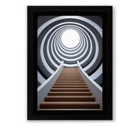 Stairway to Light Minimalist Framed Wall Art Print A2 (59.4×42cm) Black, Wall Decor for Living Room, Bedroom, Office & Home, Ready to Hang, Art Gift