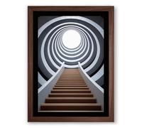 Stairway to Light Minimalist Framed Wall Art Print A2 (59.4×42cm) Walnut, Wall Decor for Living Room, Bedroom, Office & Home, Ready to Hang, Art Gift