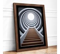 Stairway to Light Minimalist Framed Wall Art Print A2 Walnut