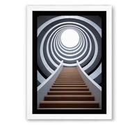 Stairway to Light Minimalist Framed Wall Art Print A3 (42×29.7cm) White, Wall Decor for Living Room, Bedroom, Office & Home, Ready to Hang, Art Gift