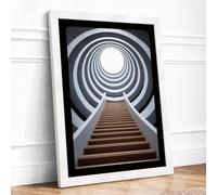 Stairway to Light Minimalist Framed Wall Art Print A3 White