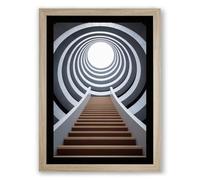 Stairway to Light Minimalist Framed Wall Art Print A4 (29.7×21cm) Oak, Wall Decor for Living Room, Bedroom, Office & Home, Ready to Hang, Art Gift