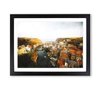 Staithes In North Yorkshire Painting Modern Art Framed Print | A2 Black Framed Wall Art | Ready to Hang | Modern Historical Picture | Living Room Bedroom Lounge Office