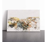 Staithes in North Yorkshire Watercolour | Canvas Wall Art Print | Framed & Ready to Hang Picture | Modern Home Decor for Living Room, Bedroom, Kitchen or Office | 24x16 Inches