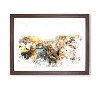 Staithes In North Yorkshire Watercolour Modern Framed Print | A3 Walnut Framed Wall Art | Ready to Hang | Modern Historical Picture | Living Room Bedroom Lounge Office